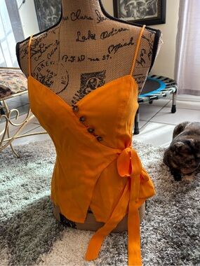 ASTR Vibrant Orange Wrap Cami with Side Tie
